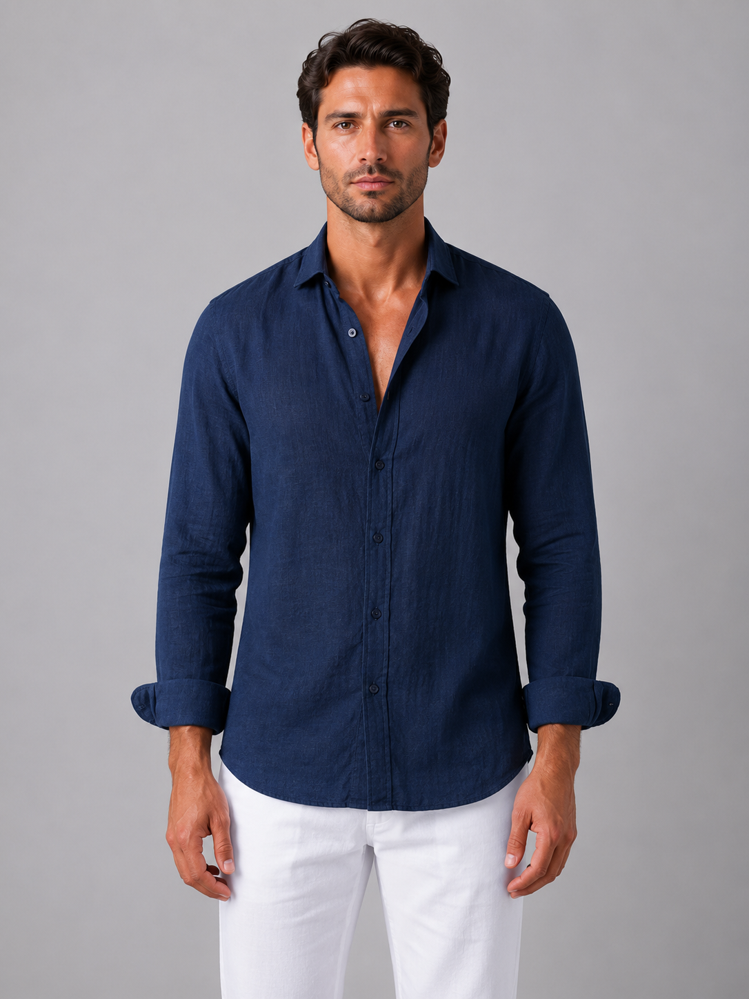 Tristan | Men's Linen Look Button-Up Shirt