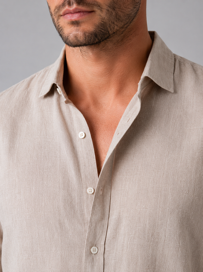 Tristan | Men's Linen Look Button-Up Shirt
