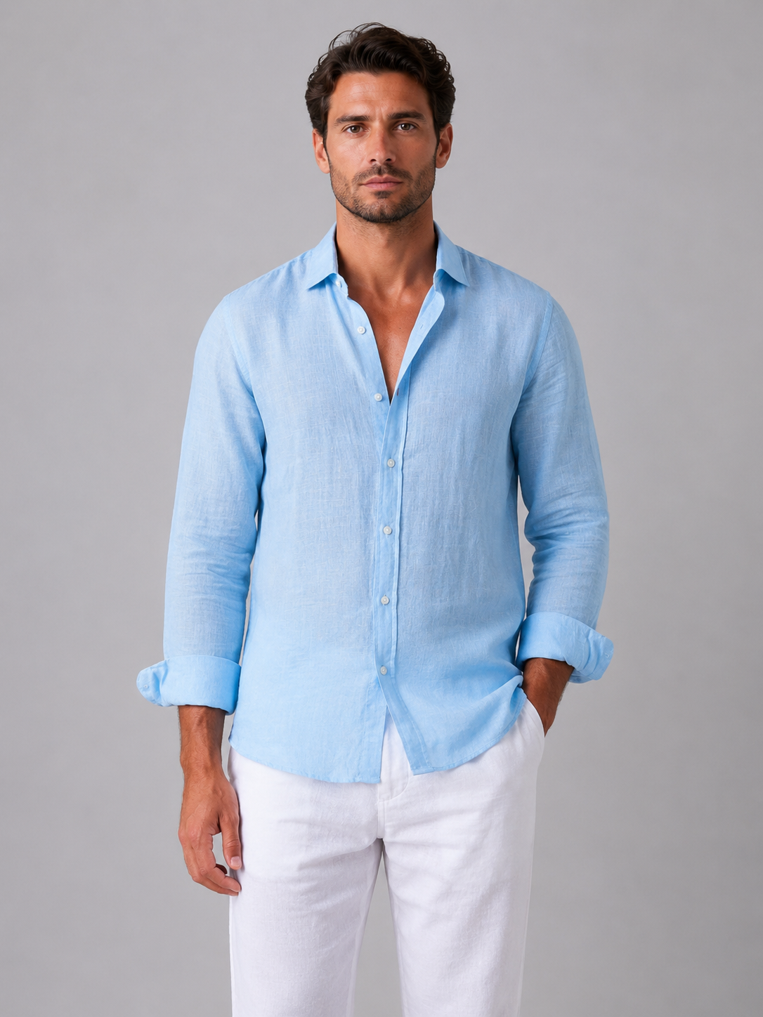 Tristan | Men's Linen Look Button-Up Shirt