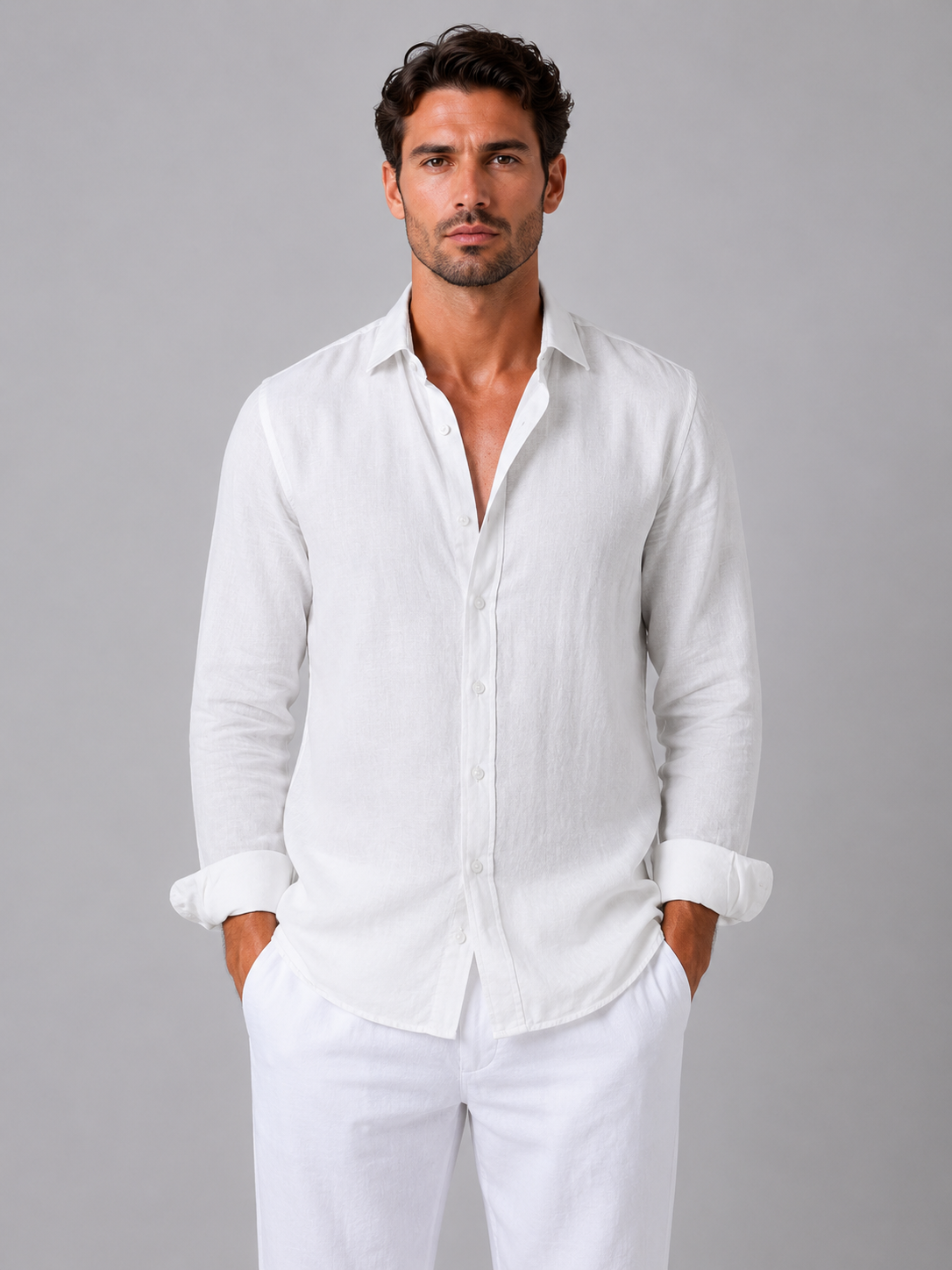 Tristan | Men's Linen Look Button-Up Shirt