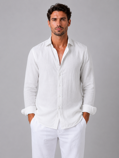 Tristan | Men's Linen Look Button-Up Shirt