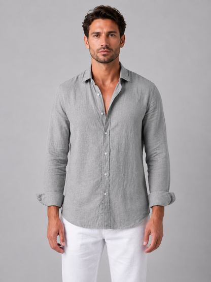 Tristan | Men's Linen Look Button-Up Shirt