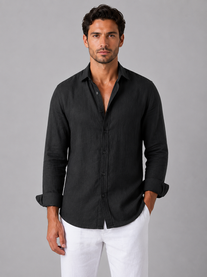 Tristan | Men's Linen Look Button-Up Shirt