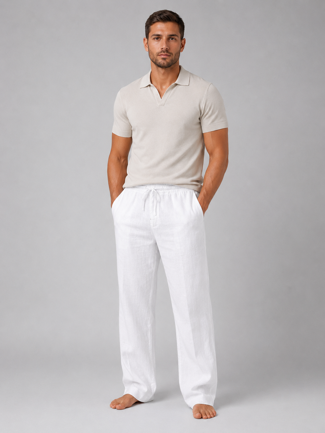 Clive | Men's Linen Look Relaxed Trousers