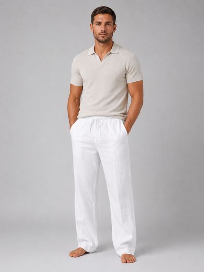 Clive | Men's Linen Look Relaxed Trousers