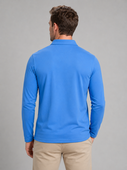 Digby | Men's Long Sleeve Gingham Trim Polo Shirt