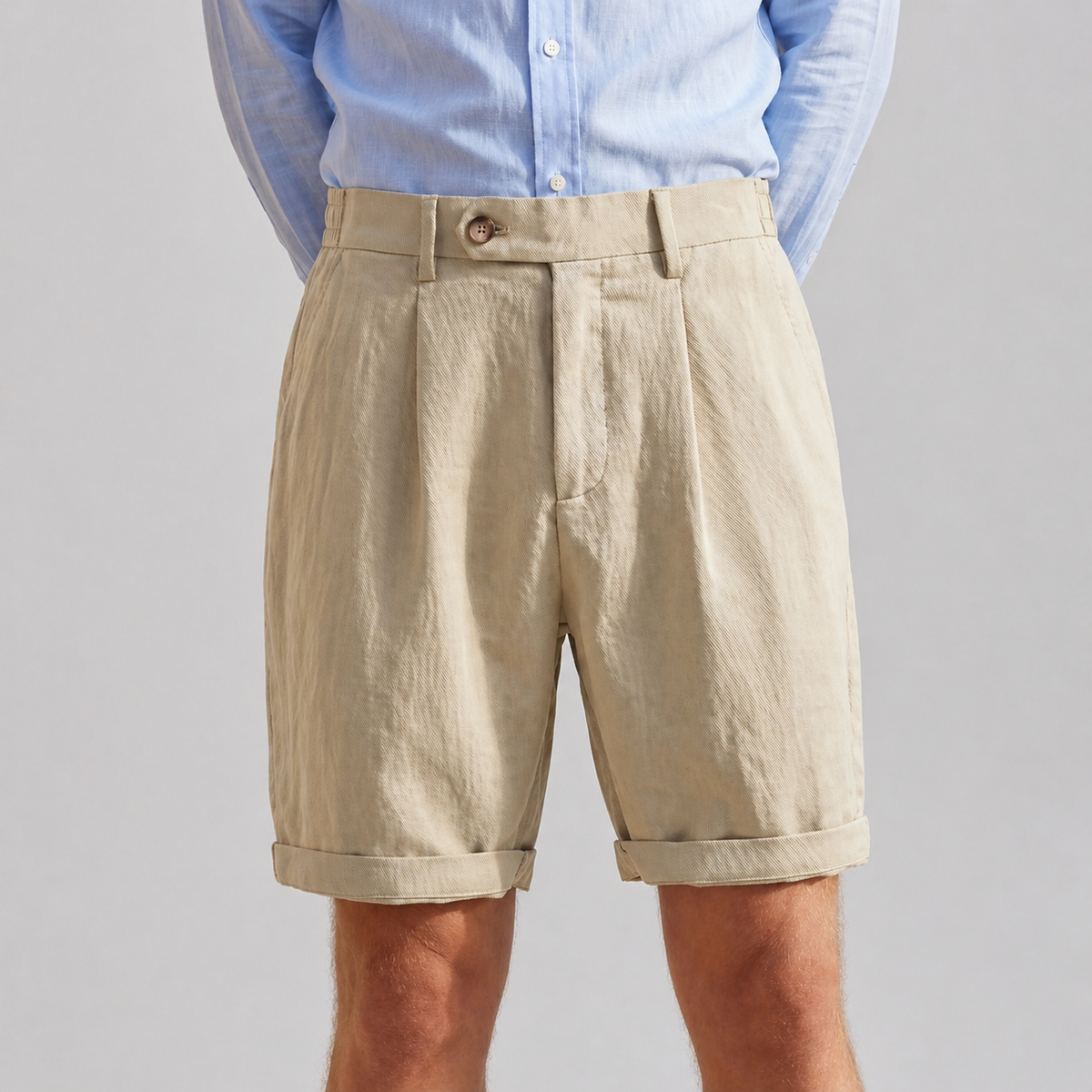 Warwick | Men's Pleated Linen Look Shorts