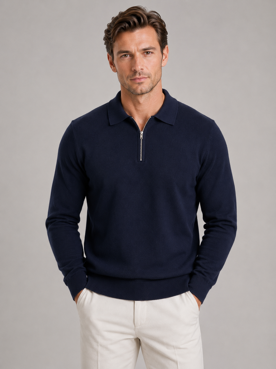 Lockwood | Men's Quarter Zip Polo Jumper
