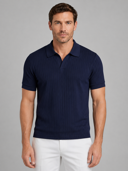 Quentin | Men's Ribbed Knit Polo Shirt