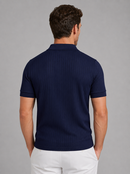 Quentin | Men's Ribbed Knit Polo Shirt
