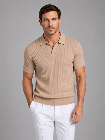 Quentin | Men's Ribbed Knit Polo Shirt
