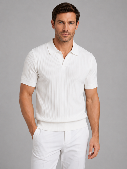 Quentin | Men's Ribbed Knit Polo Shirt
