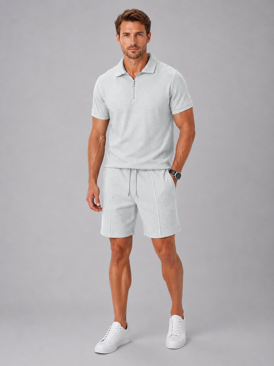 Leonard | Men's Zip Polo and Shorts Set