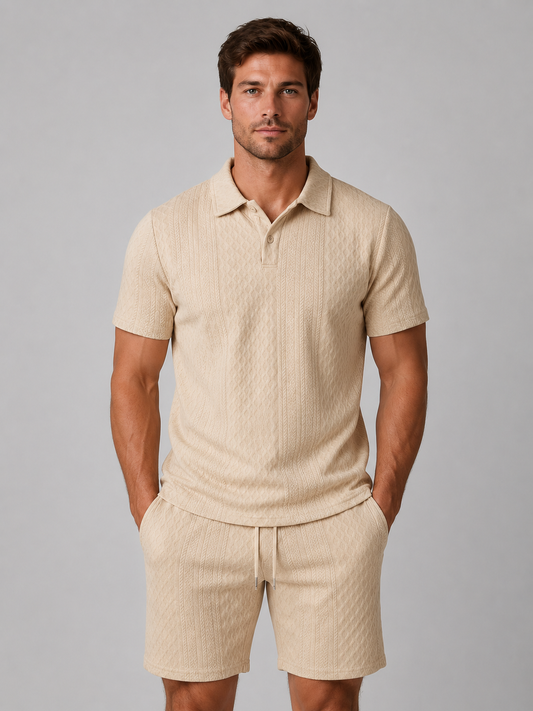Bertram | Men's Textured Polo and Shorts Set