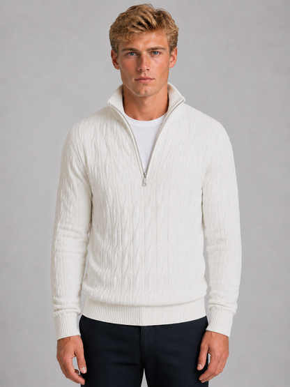 Ewan | Men's Textured Quarter Zip Jumper