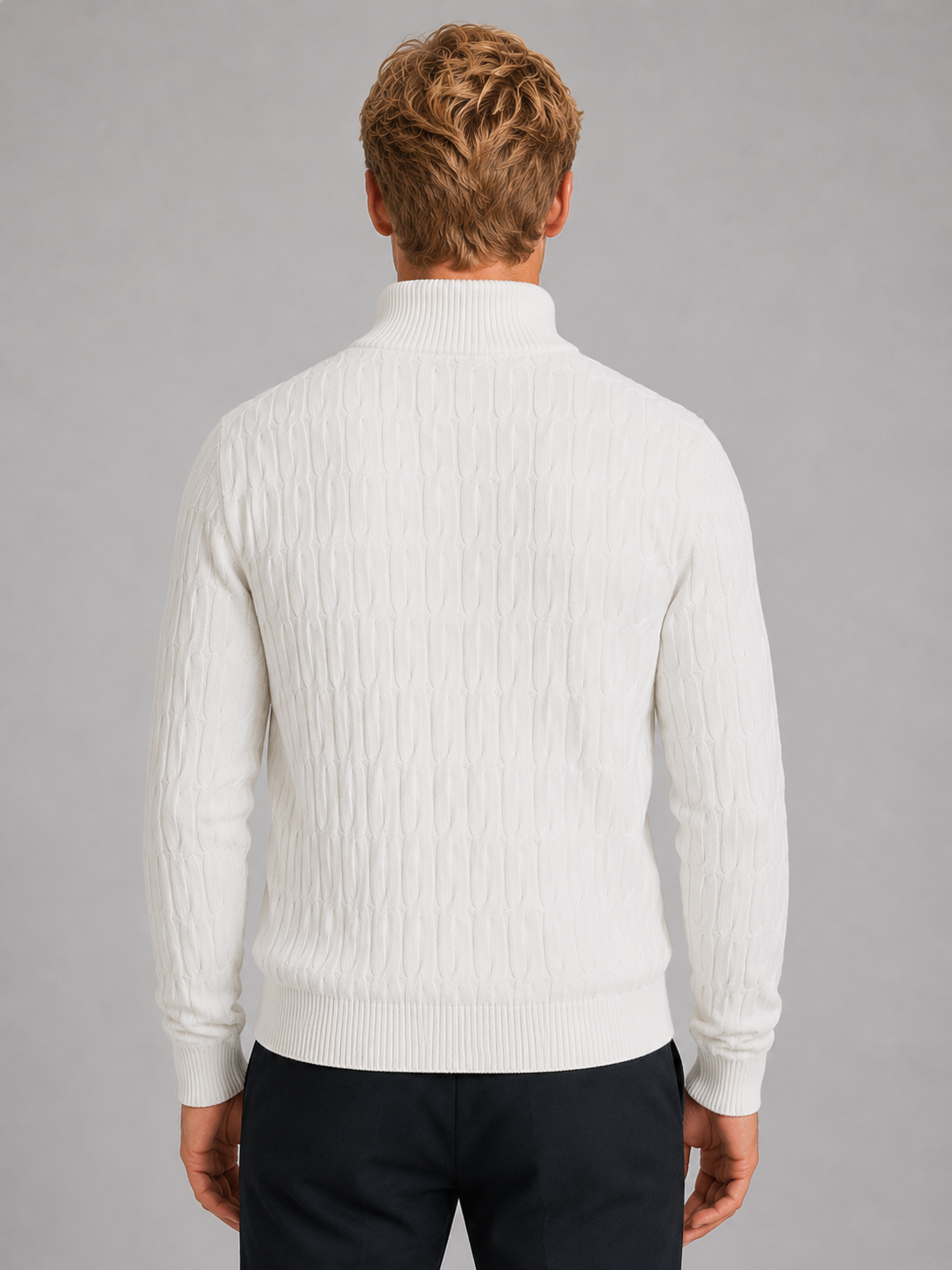 Ewan | Men's Textured Quarter Zip Jumper