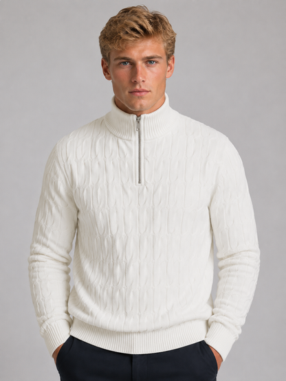 Ewan | Men's Textured Quarter Zip Jumper