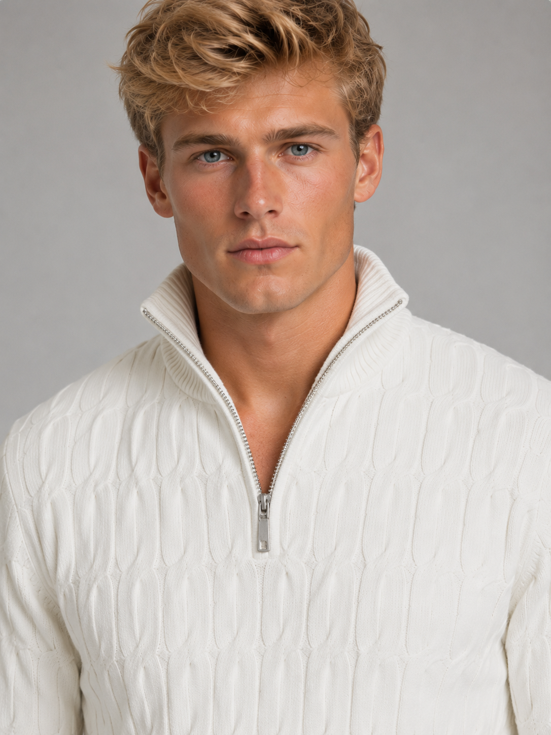 Ewan | Men's Textured Quarter Zip Jumper