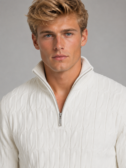 Ewan | Men's Textured Quarter Zip Jumper