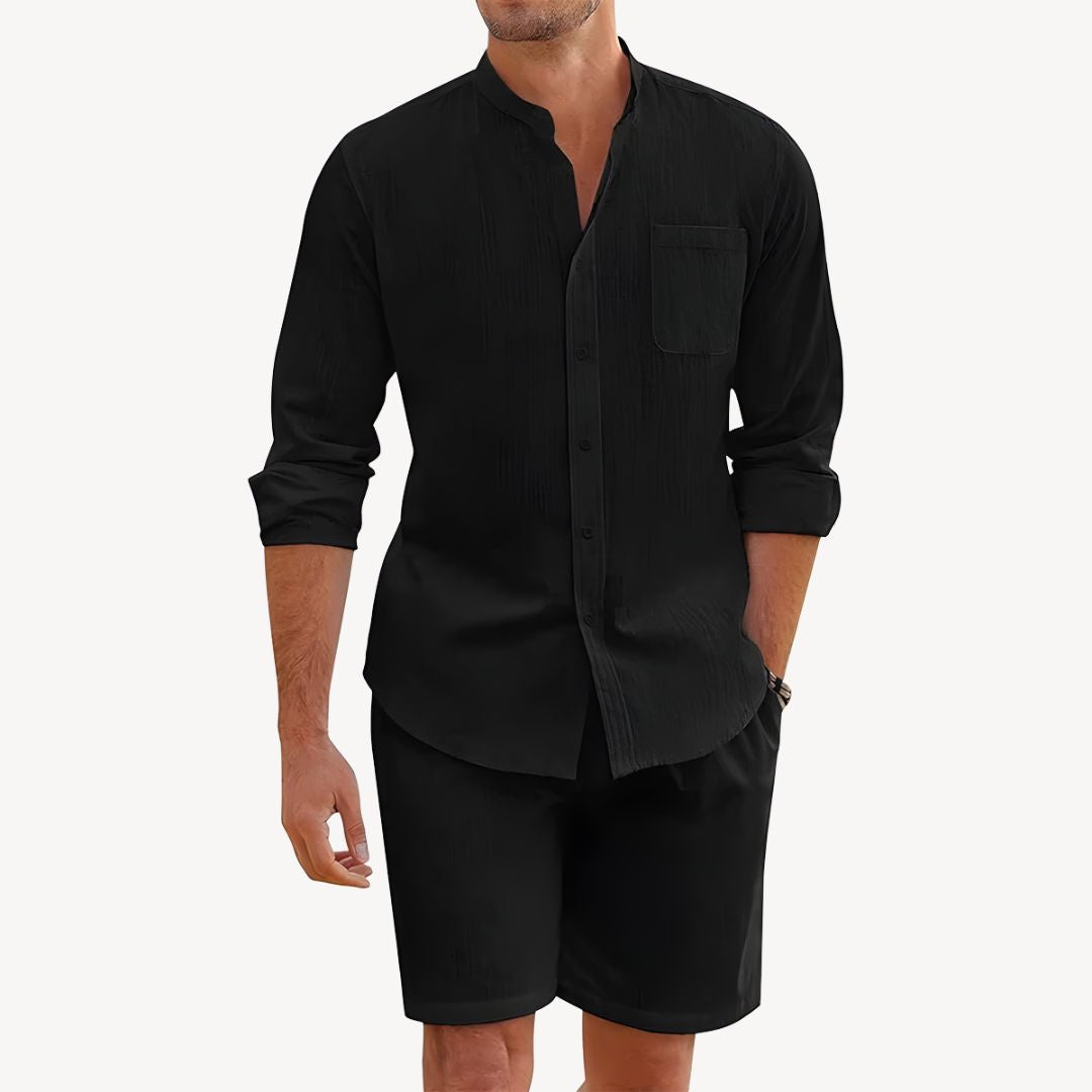 William | Men's Band Collar Two-Piece Set