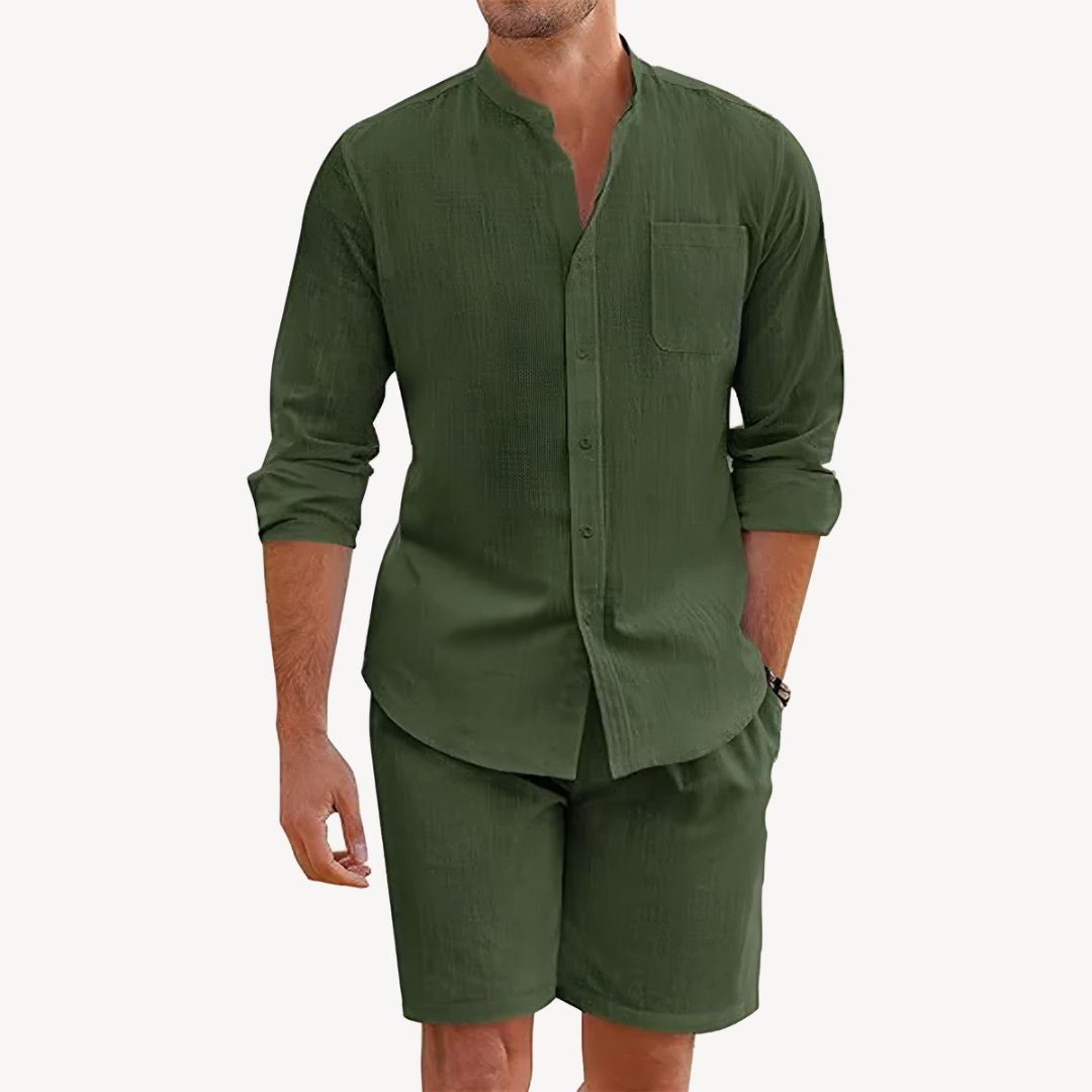 William | Men's Band Collar Two-Piece Set