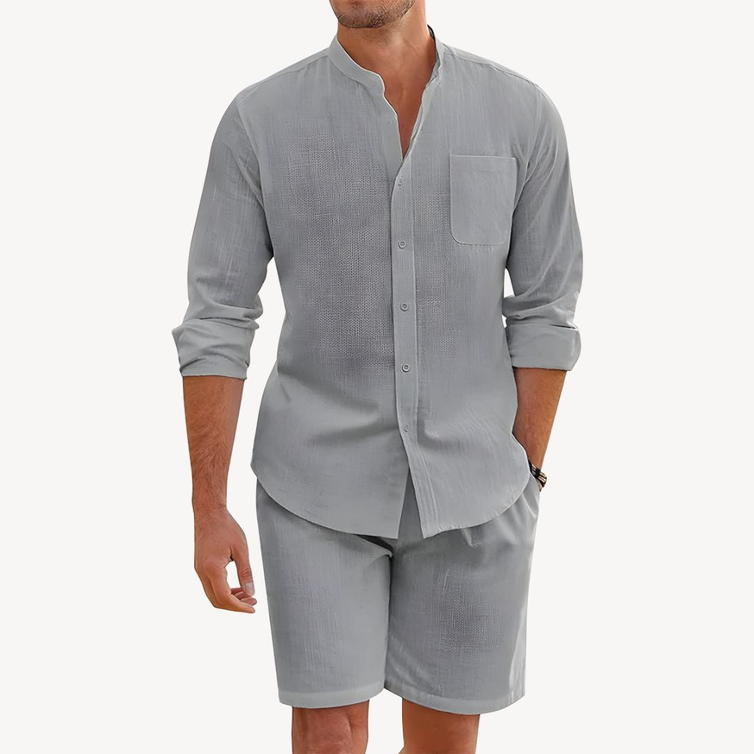 William | Men's Band Collar Two-Piece Set
