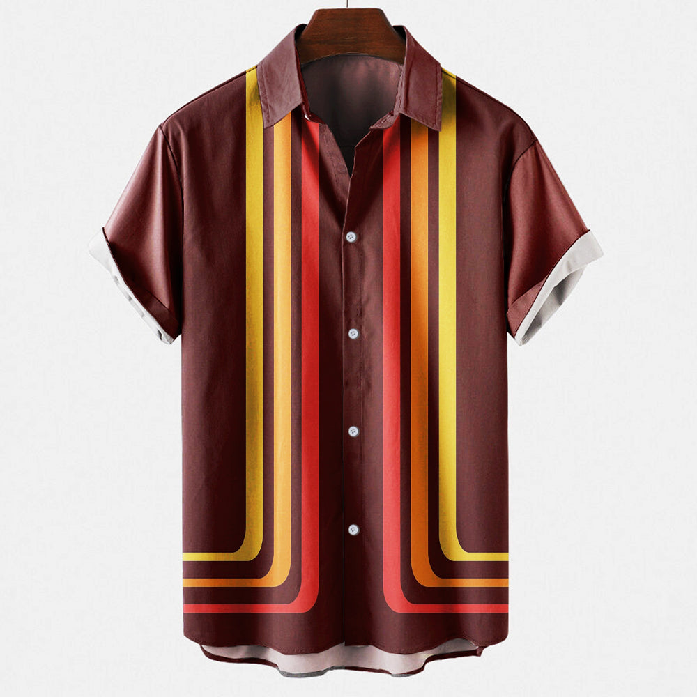 Wallace | Men's Retro Striped Short Sleeve Shirt