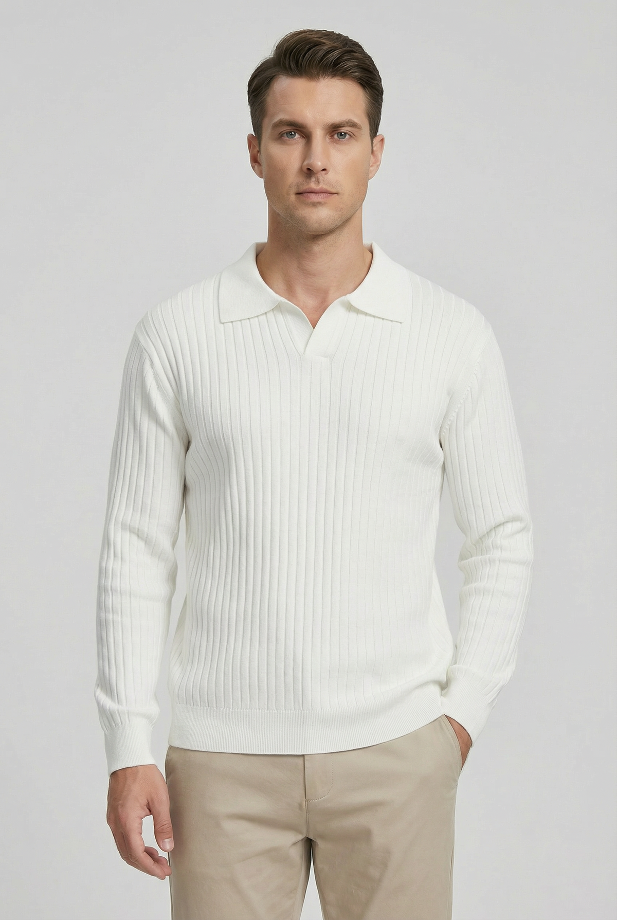 Shawn | Men's Long Sleeve V-Neck Polo