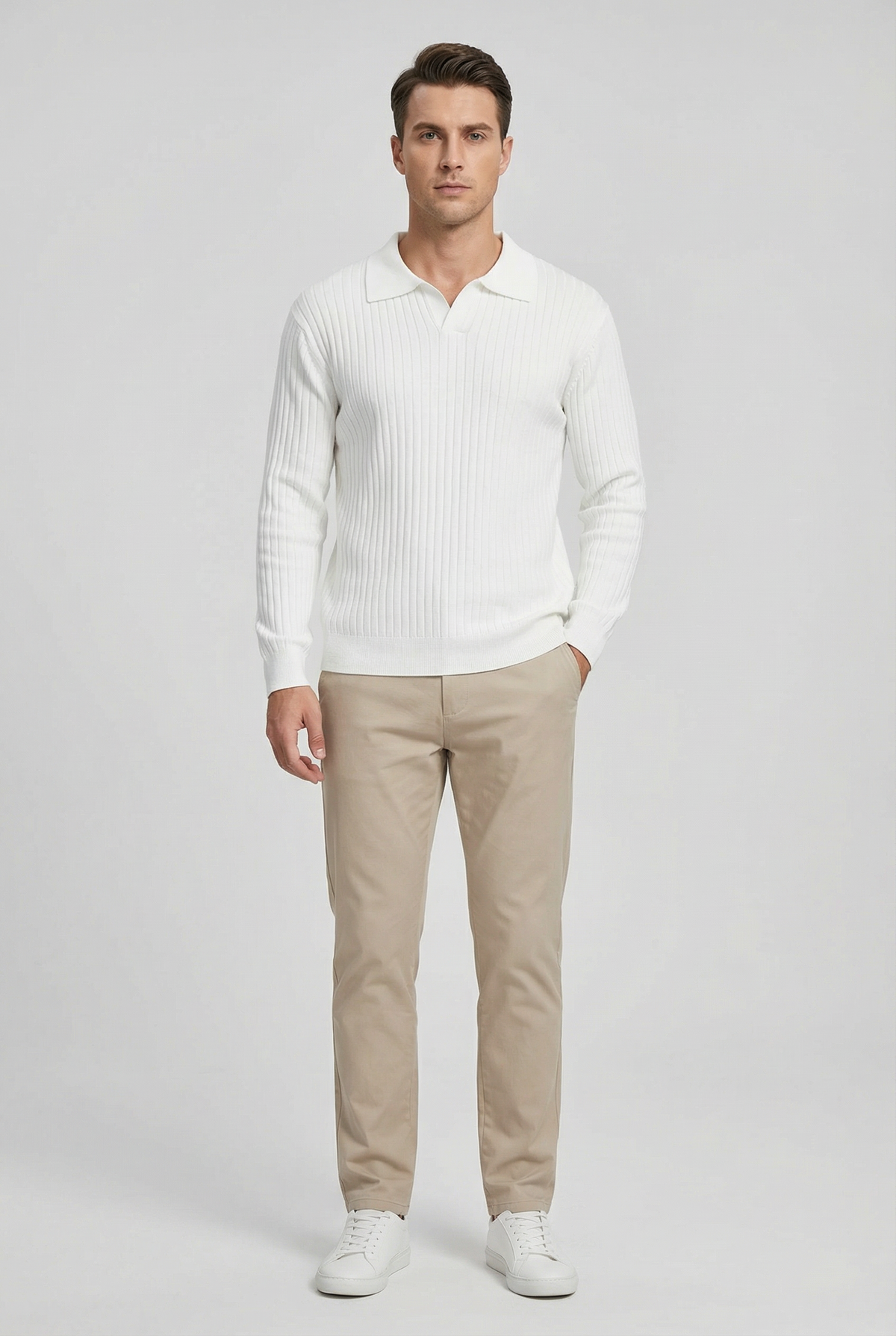 Shawn | Men's Long Sleeve V-Neck Polo