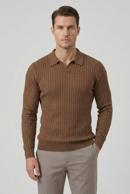 Shawn | Men's Long Sleeve V-Neck Polo