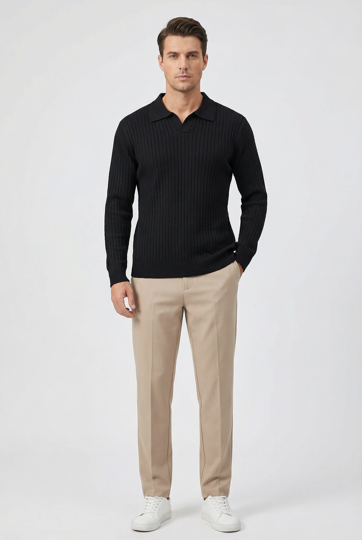 Shawn | Men's Long Sleeve V-Neck Polo