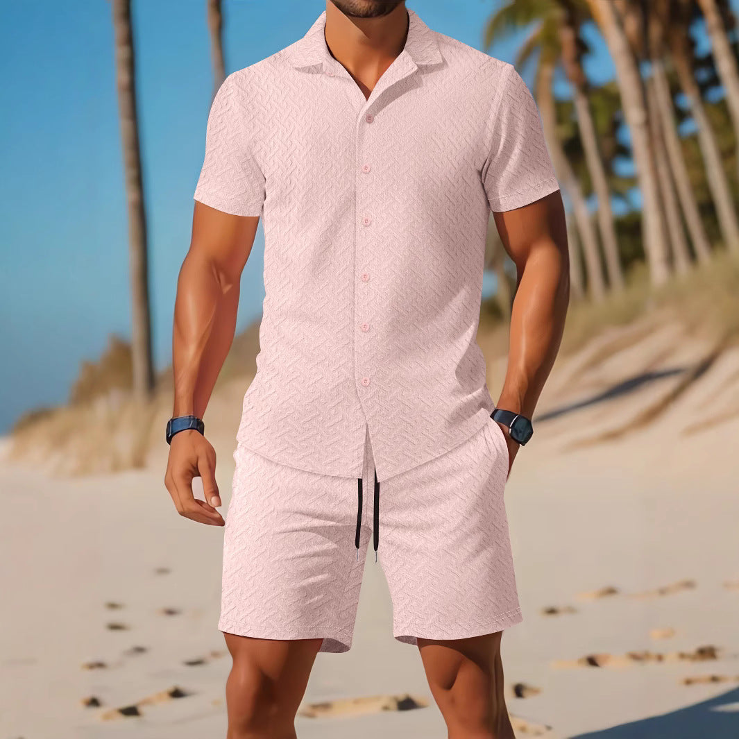 Ralph | Men's Embossed Shirt and Shorts Set