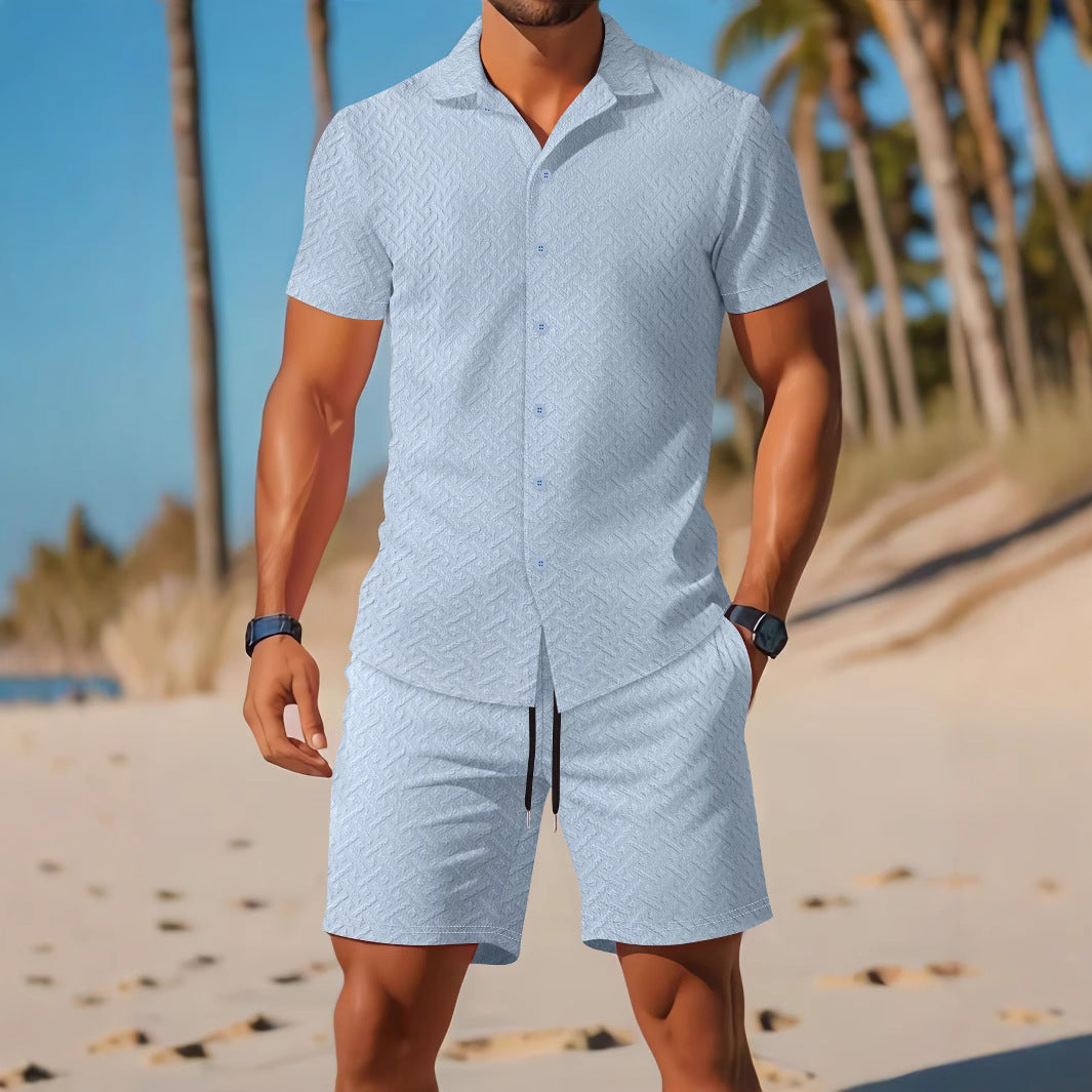 Ralph | Men's Embossed Shirt and Shorts Set