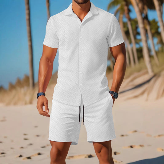 Ralph | Men's Embossed Shirt and Shorts Set