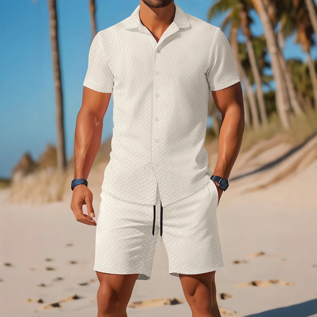 Ralph | Men's Embossed Shirt and Shorts Set