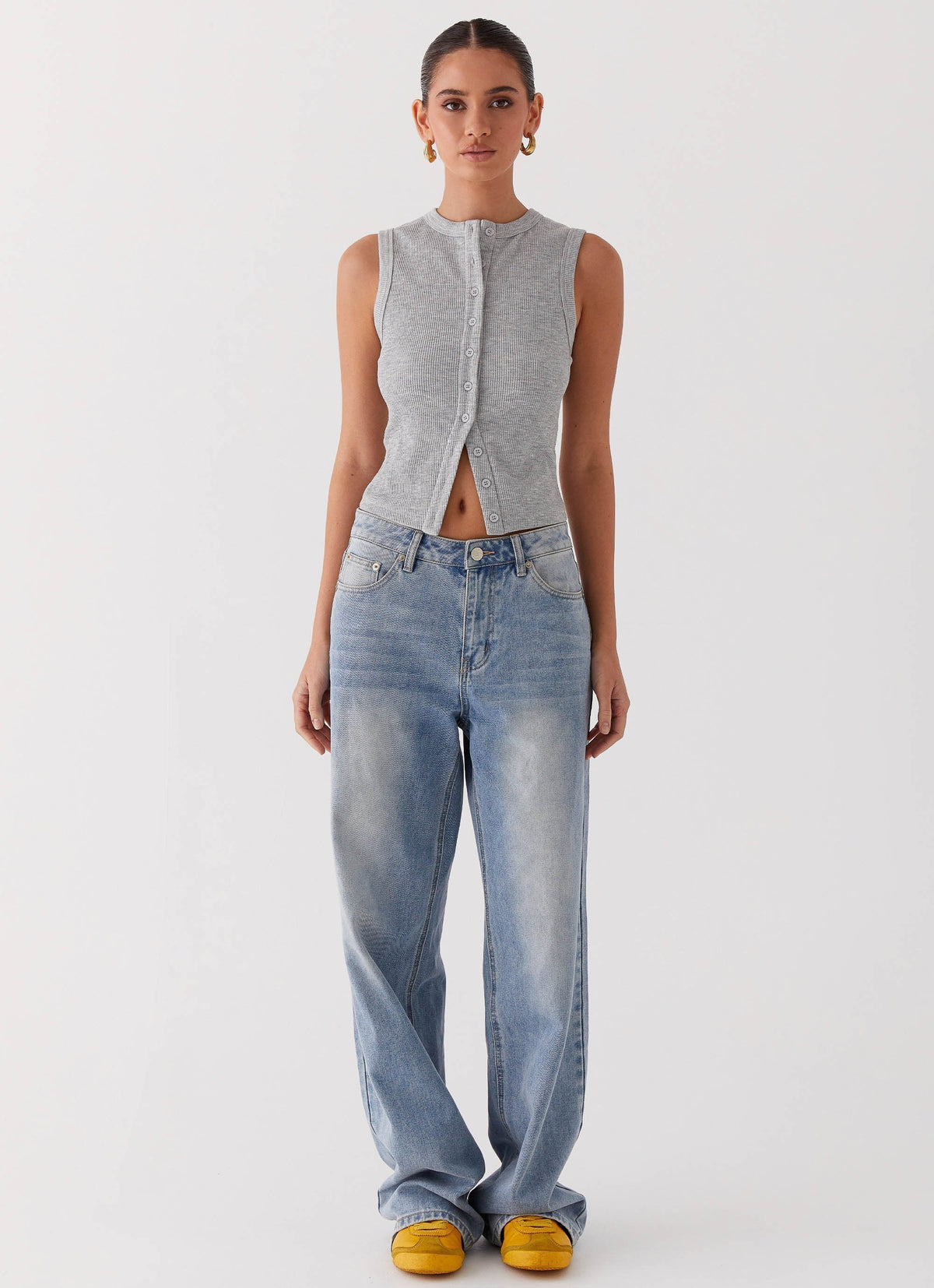 Lucy | Women's Ribbed Button Tank Top