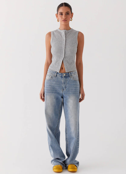 Lucy | Women's Ribbed Button Tank Top