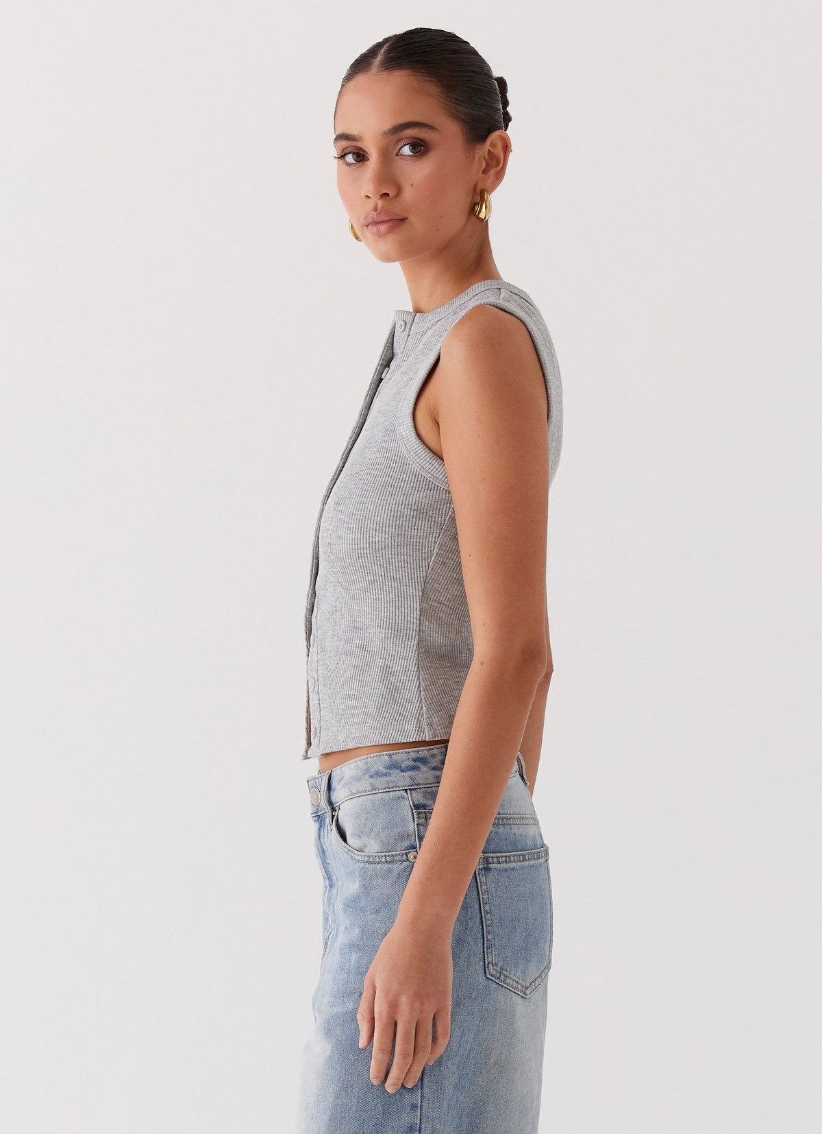 Lucy | Women's Ribbed Button Tank Top