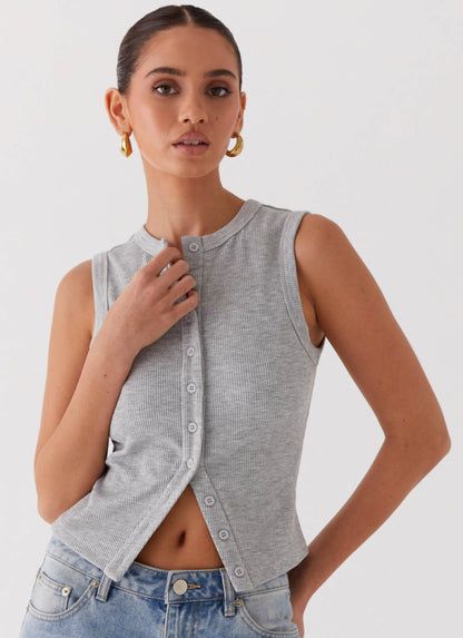 Lucy | Women's Ribbed Button Tank Top