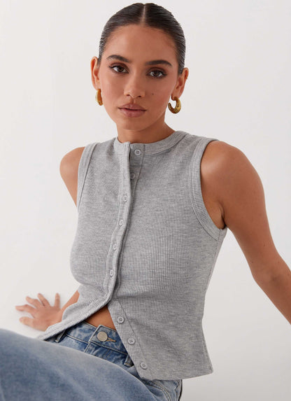 Lucy | Women's Ribbed Button Tank Top