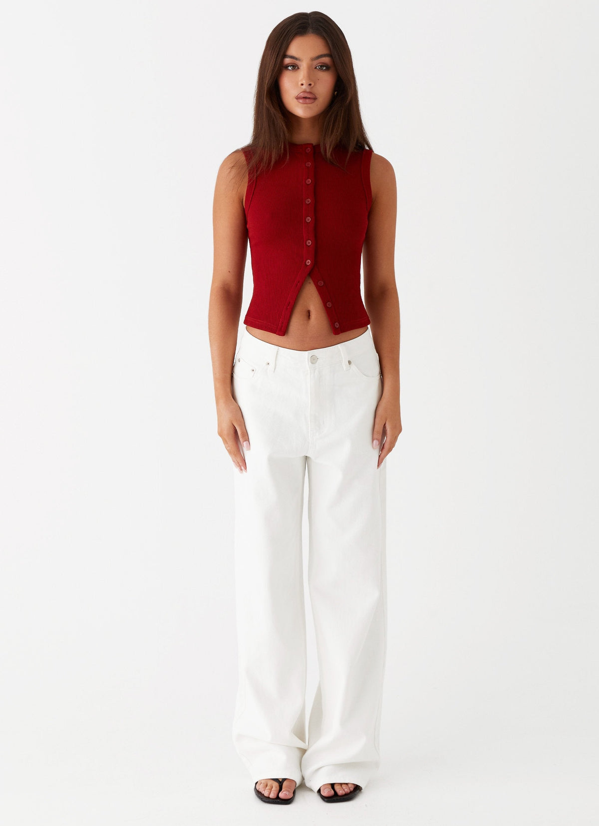 Lucy | Women's Ribbed Button Tank Top