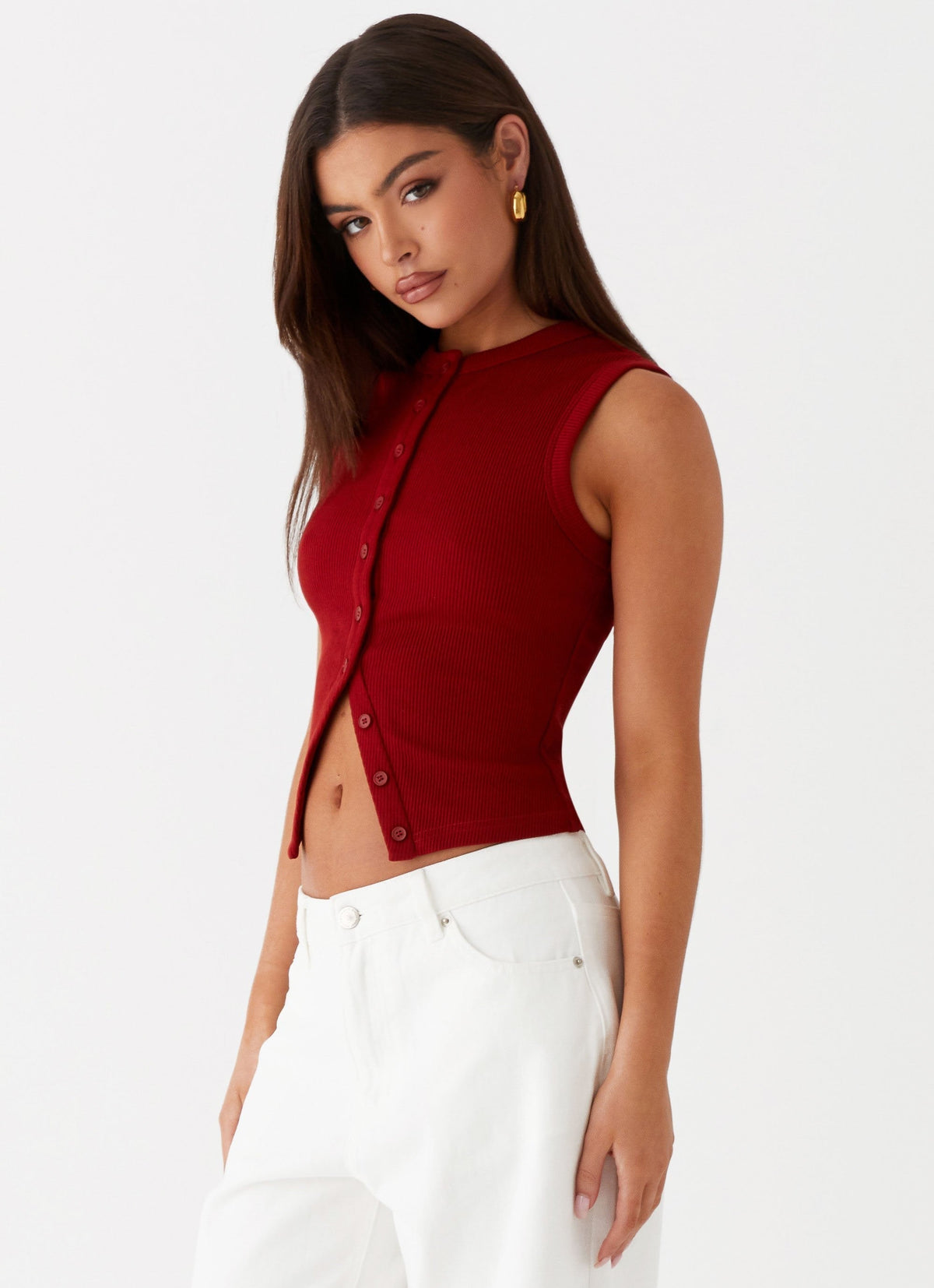 Lucy | Women's Ribbed Button Tank Top