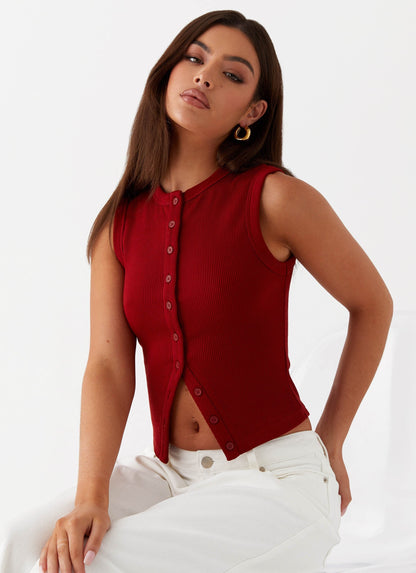 Lucy | Women's Ribbed Button Tank Top
