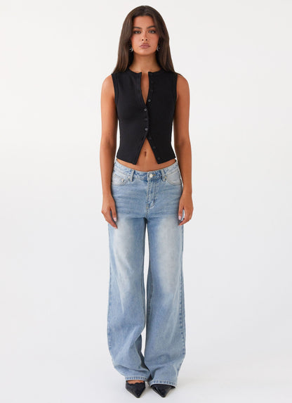 Lucy | Women's Ribbed Button Tank Top