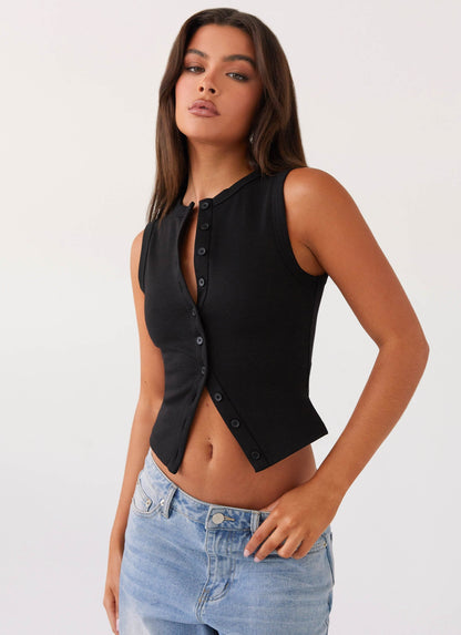 Lucy | Women's Ribbed Button Tank Top