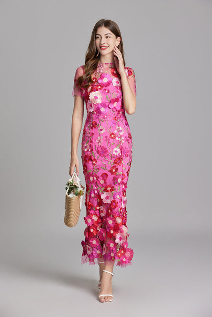 Anneliese | Women's Floral Appliqué Midi Dress