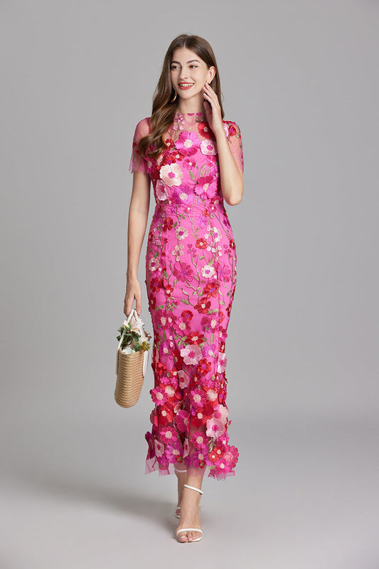 Anneliese | Women's Floral Appliqué Midi Dress