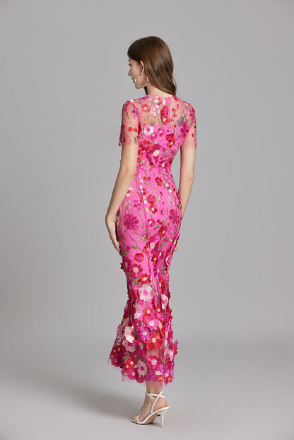 Anneliese | Women's Floral Appliqué Midi Dress