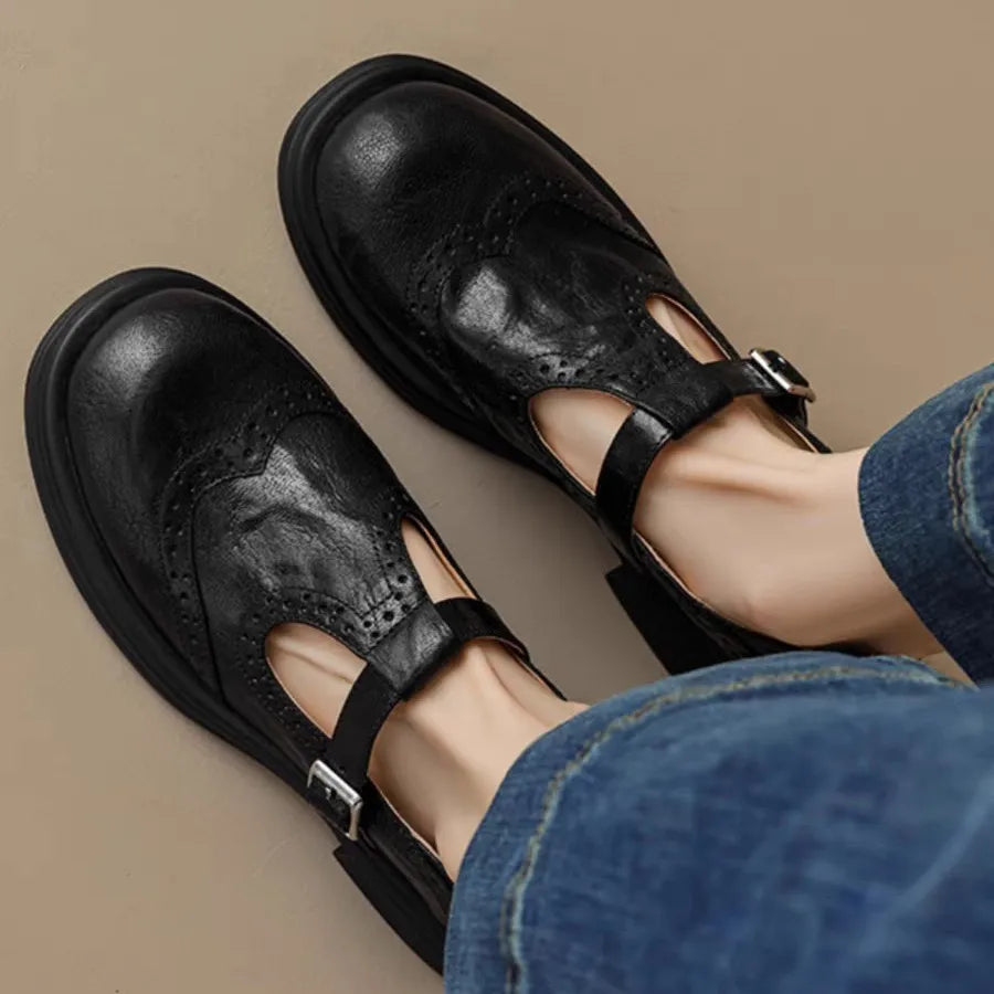 Clara | Women's Leather T-Strap Shoes