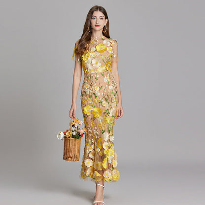 Anneliese | Women's Floral Appliqué Midi Dress